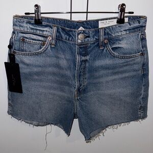 Rag & Bone Women’s Midi Vintage Cut Off Blue Jean Shorts